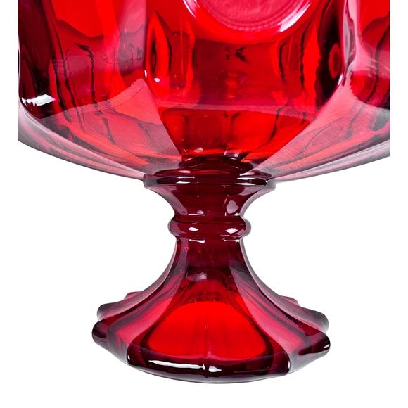 Fostoria Ruby Red Coin Glass Eagle Liberty Footed 8.5" Fruit Bowl Compote - Picture 4 of 5